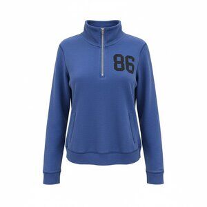 Victoria's Secret PINK heather blue 1/4 zip pullover sweatshirt.